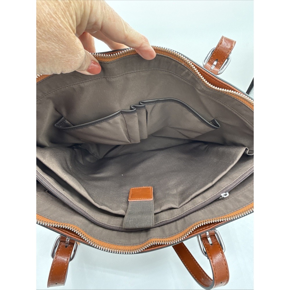BOSTANTEN Brown Leather Briefcase Shoulder Bag 17" Laptop Case - Picture 7 of 14